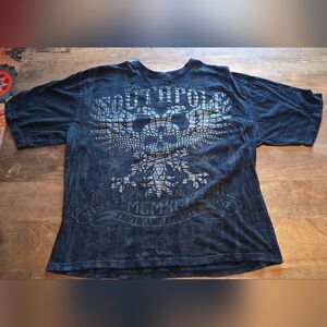 Southpole Embossed Y2K Metallic Eagle Graphic Tee 3XB